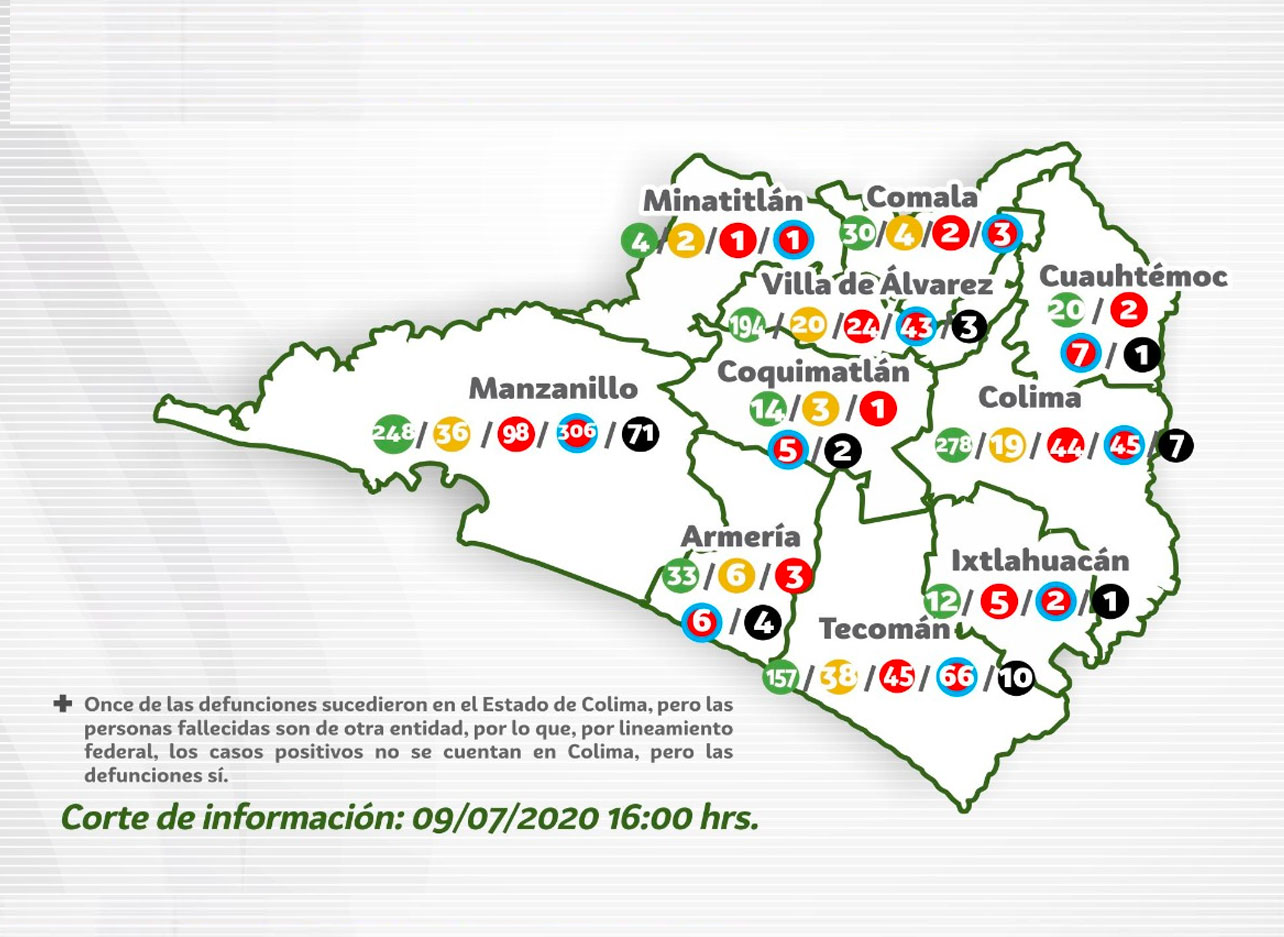 Mapa de Colima a colores con nombres Mapas de México para descargar